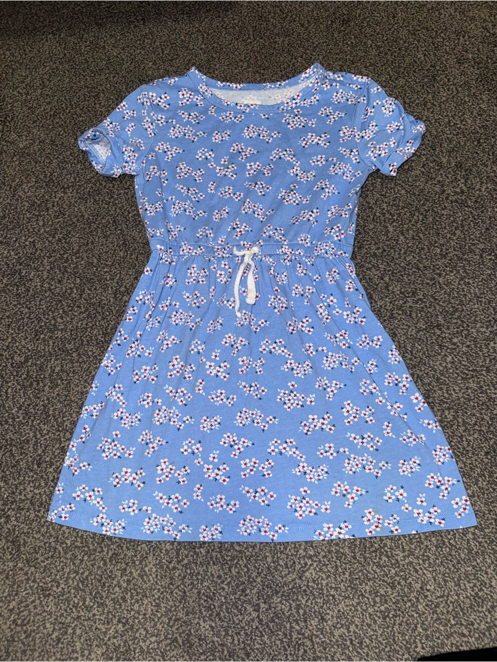 Girls' Gap Light Blue Floral Drawstring Waist Dress Size Small